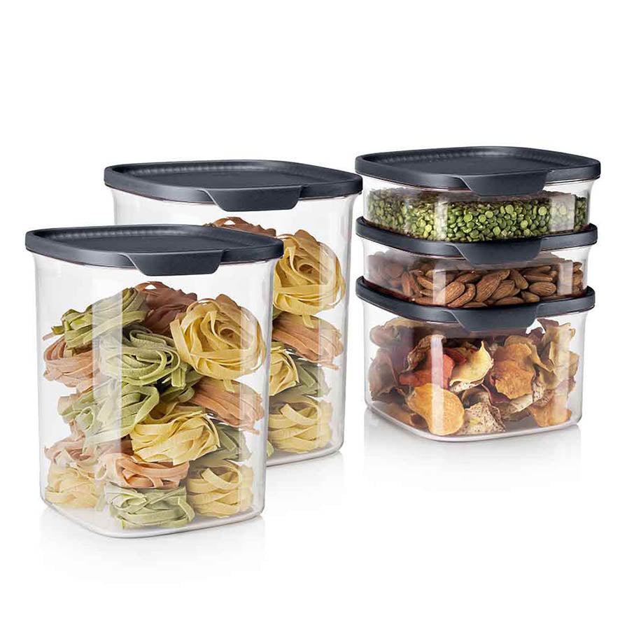 tupperware ultra clear square juego de 5 piezas cosmos sellos
