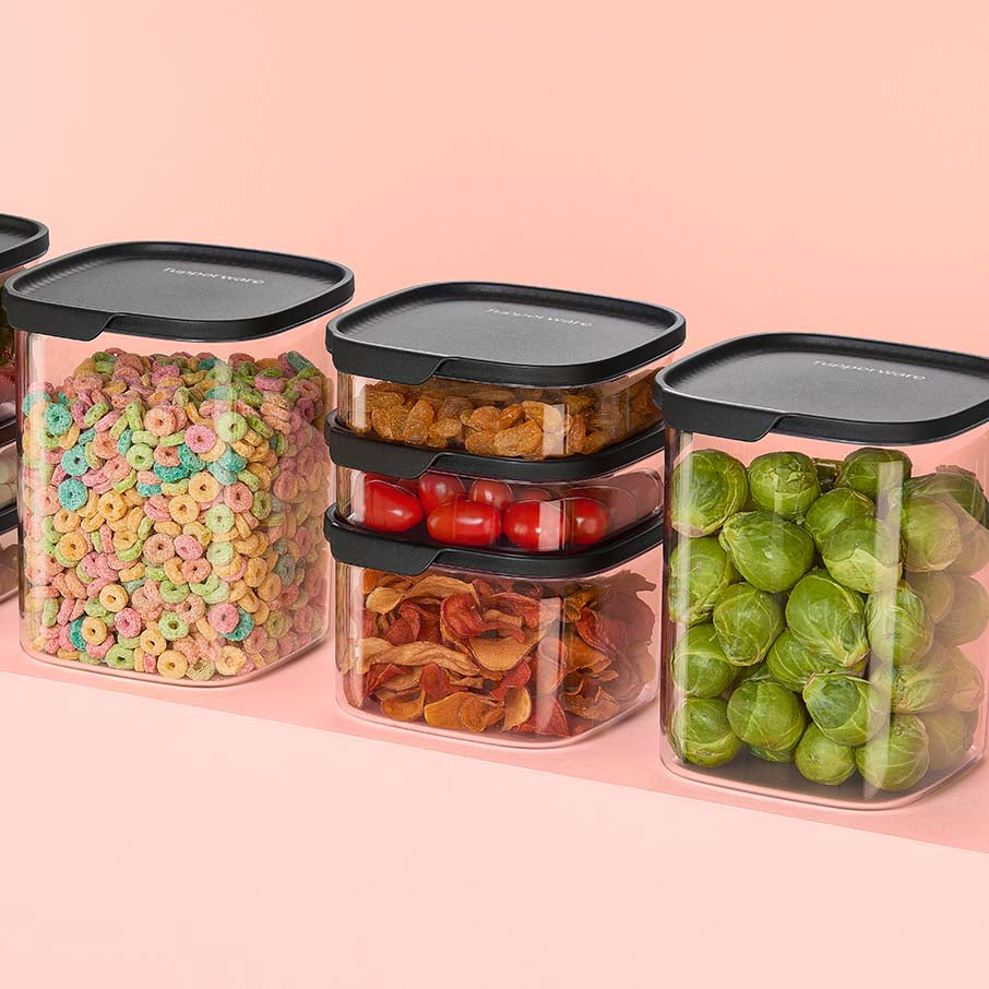 tupperware ultra clear square juego de 5 piezas cosmos sellos