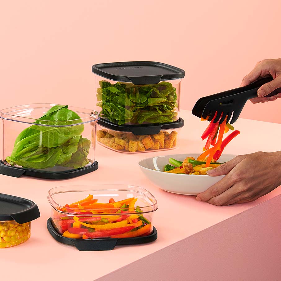 tupperware ultra clear square juego de 5 piezas cosmos sellos