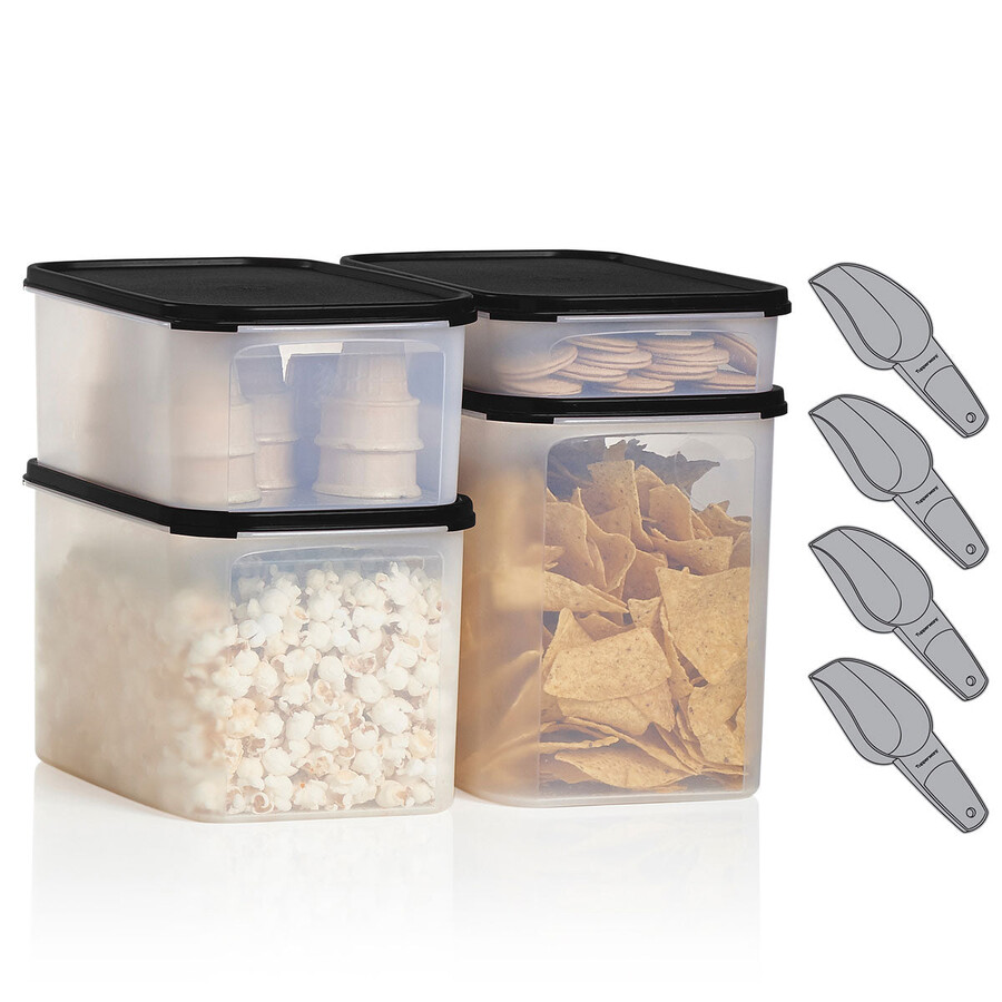 juego rectangular tupperware modular mates negro azabache