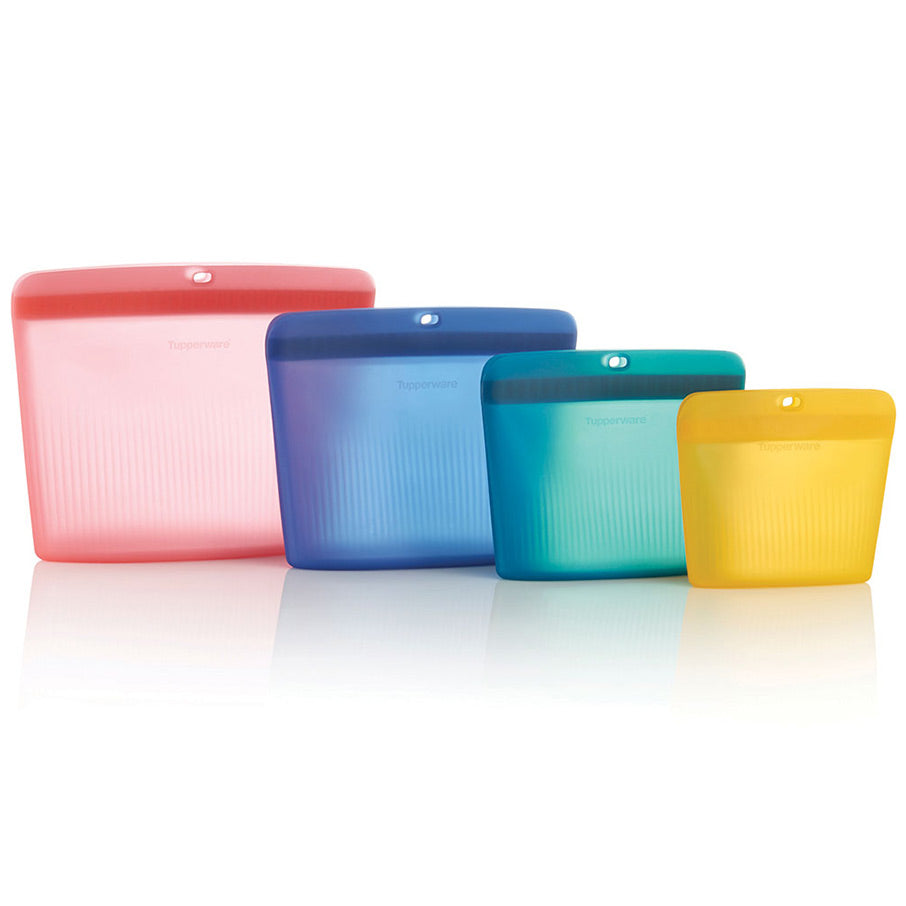 bolsa de silicona con base set caramelo suave transparente azul básico transparente verde misterioso transparente papaya agua