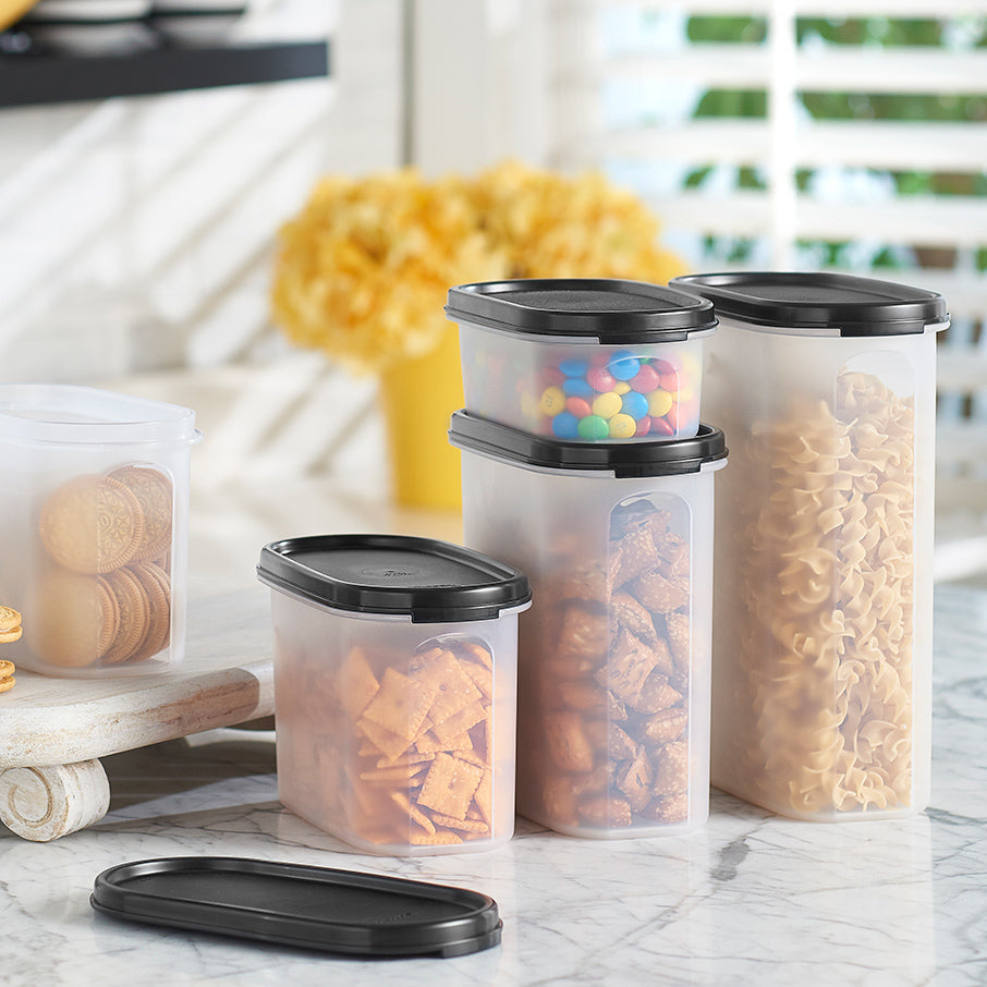 tupperware modular mates ovalado 4 recipiente para almacenar alimentos de 9.75 tazas negro azabache