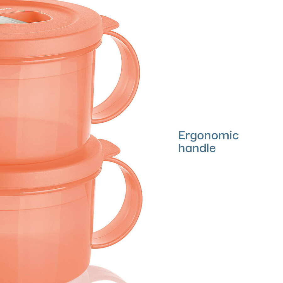 tupperware crystalwave plus taza para sopa en microondas juego de 2 a prueba de fugas cosy rosy