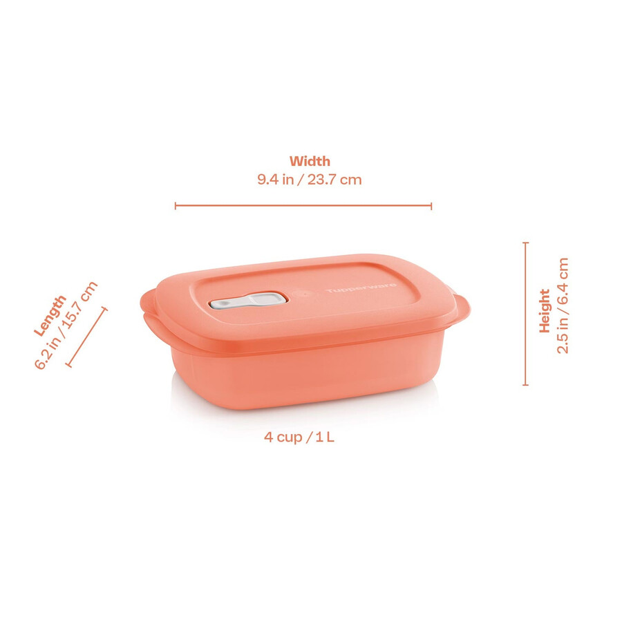 crystalwave plus rectangular 4 tazas 1 l naranja