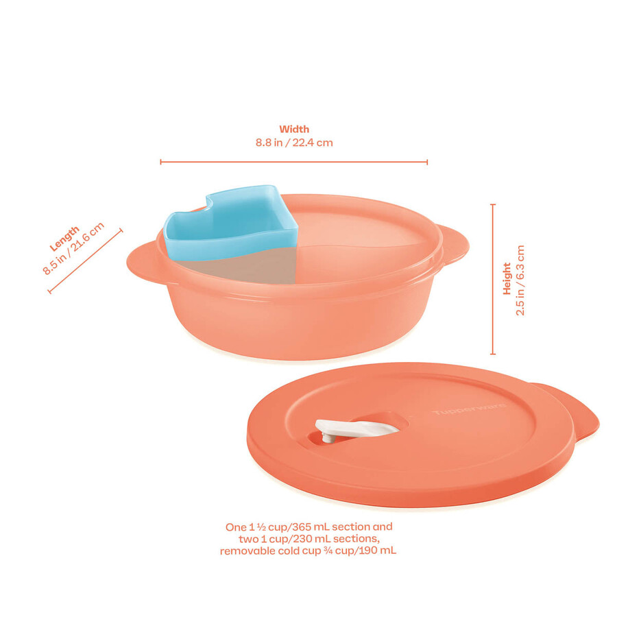crystalwave plus lunch n dish con vaso frío naranja azul