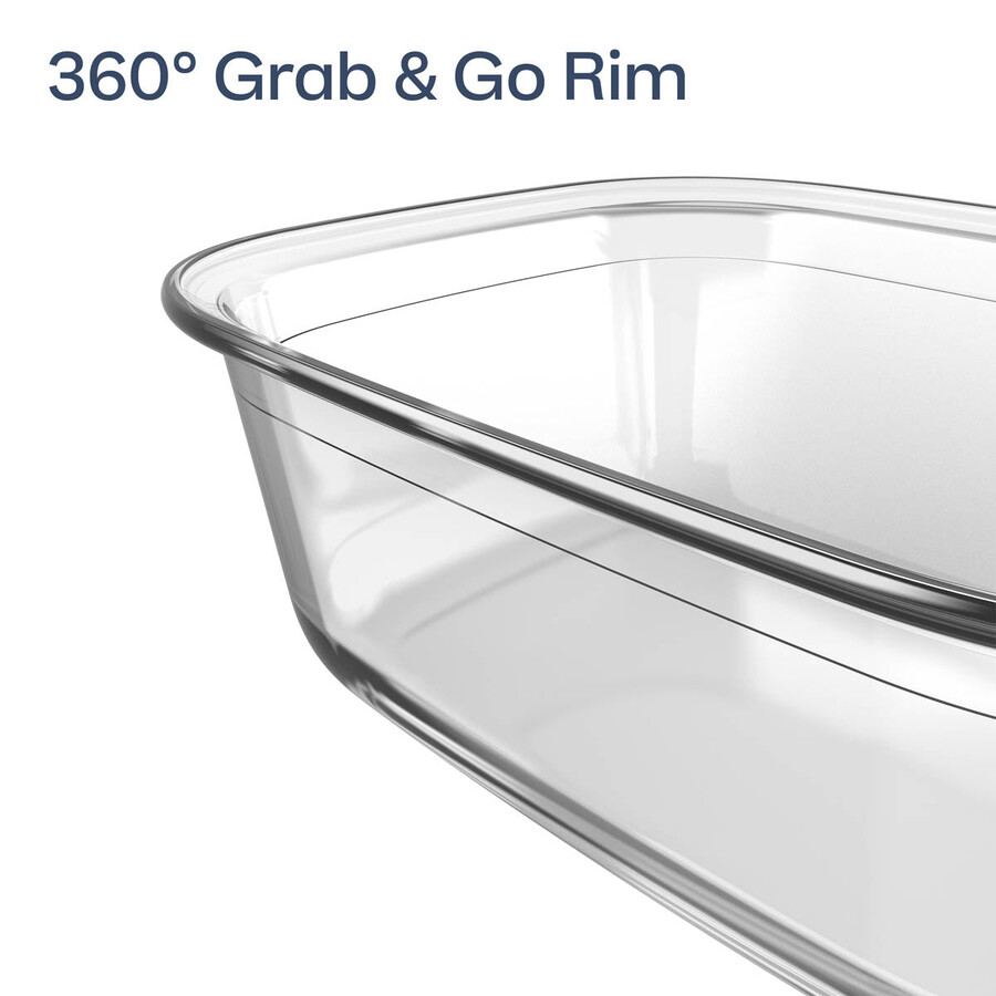 recipiente de vidrio tupperware voila para almacenar alimentos rectangular mediano gris oscuro y azul tapa