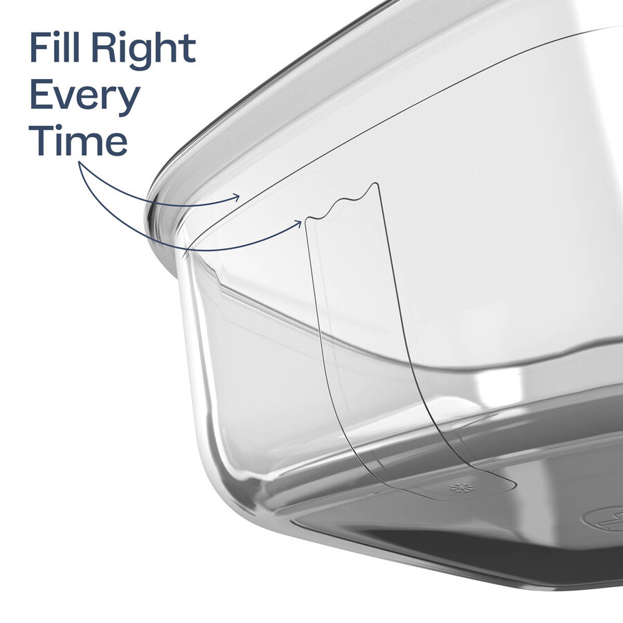 recipiente de vidrio tupperware voila para almacenar alimentos rectangular mediano gris oscuro y azul tapa
