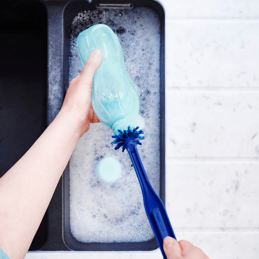 cepillo ecológico para botellas azul tokio