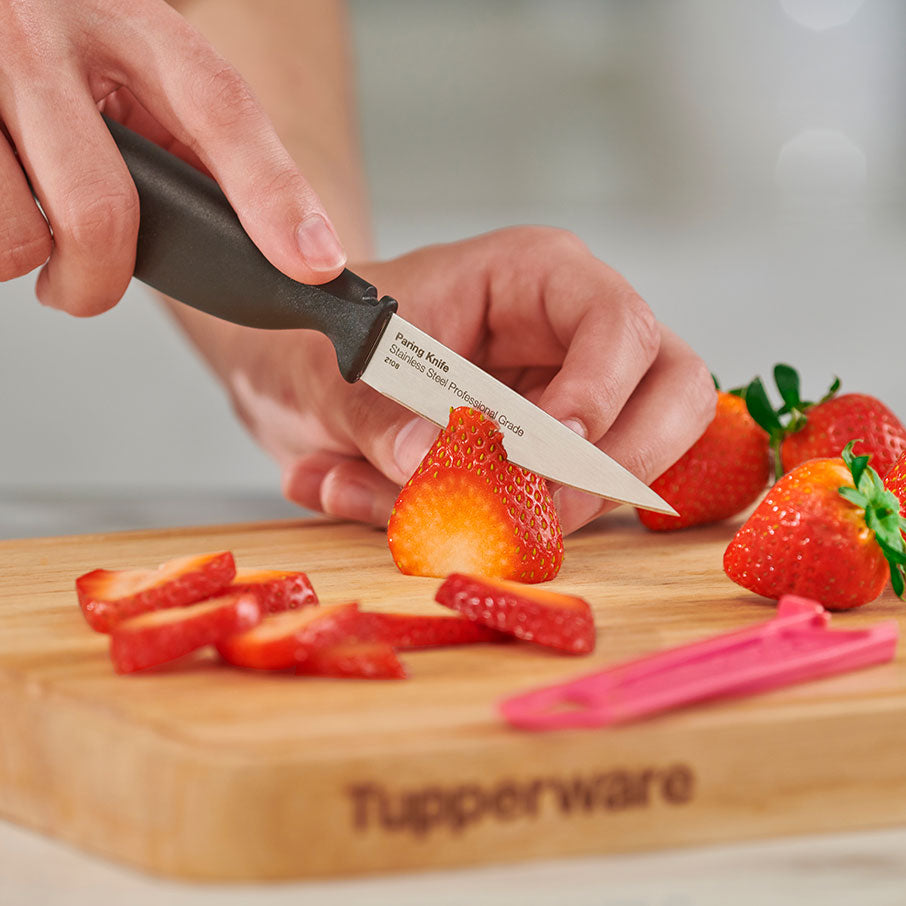 cuchillo pelador tupperware amazing series rojo rubí