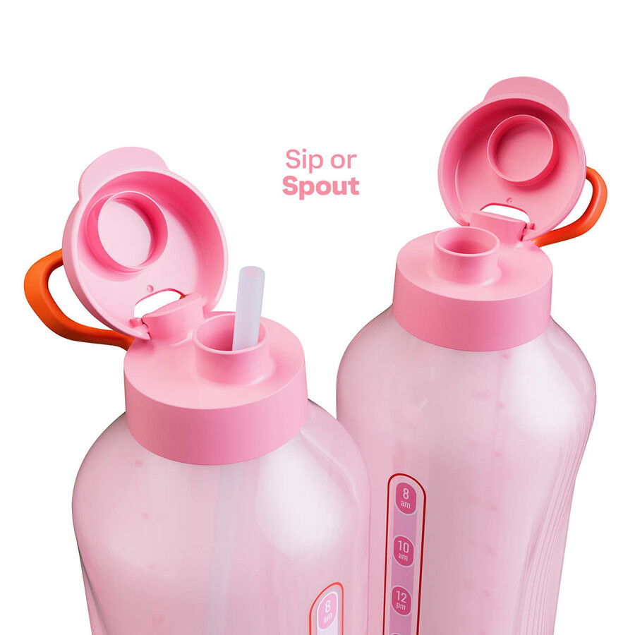 botella de agua tupperware aquavibe 2 l rosa caramelo suave