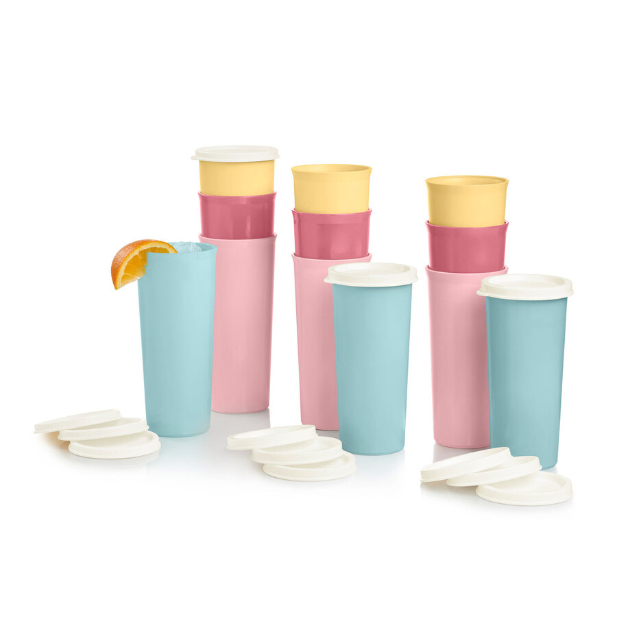 vasos vintage 470 ml amarillo azul y rosa